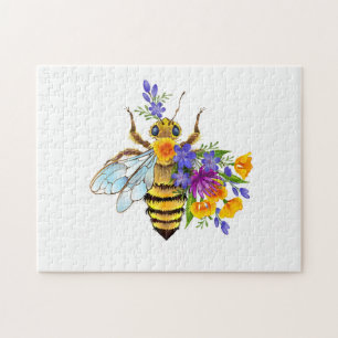 Quebra-cabeça Abeja flor com plantas silvestres