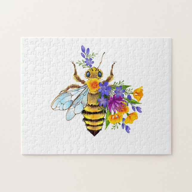 Quebra-cabeça Abeja flor com plantas silvestres (Horizontal)