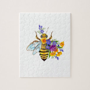 Quebra-cabeça Abeja flor com plantas silvestres