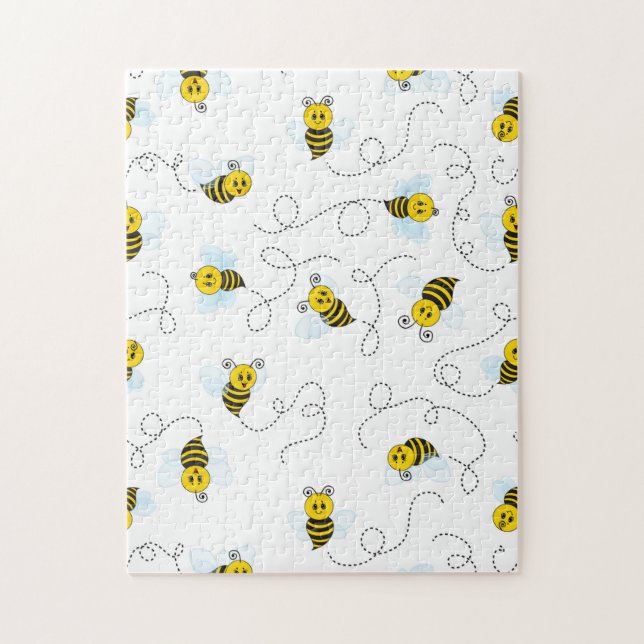 Quebra-cabeça Abeja Melífera Voando Amarela Preta (Vertical)