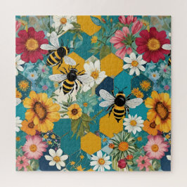 Quebra-cabeça Abejas y Florales Patrón de abeja flor