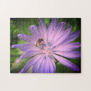 Quebra-cabeça Abelha Polinizando Flor Roxo