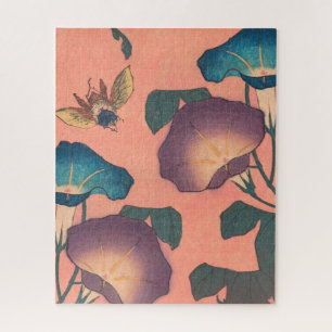 Quebra-cabeça Abelhas e Flores - Arte Japonesa Rosa Floral