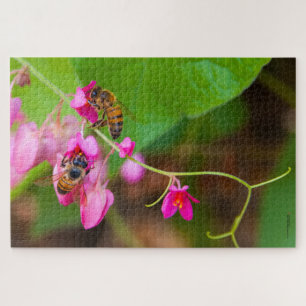 Quebra-cabeça Abelhas Em Flores De Vinha Coral Fotografia