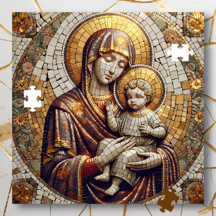 Quebra-cabeça Abençoada Mãe Mary e Bebê Jesus Religião