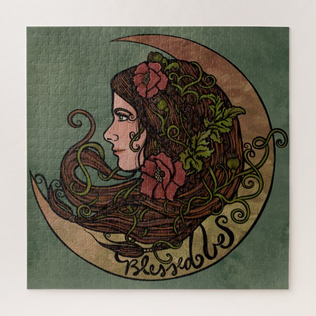 Quebra-cabeça Abençoado Seja Deusa Lua Arte Pagan (Vertical)