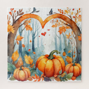 Quebra-cabeça Abóbora de Floresta de Watercolor no Coração