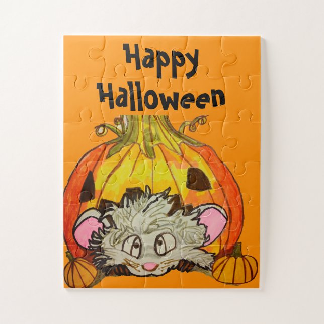 QUEBRA-CABEÇA ABÓBORA DE HALLOWEEN NO TOPO DE UM RATO (Vertical)
