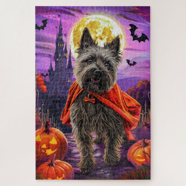 Quebra-cabeça Abóbora de Vampiro Cane Corso Halloween Assustador (Vertical)