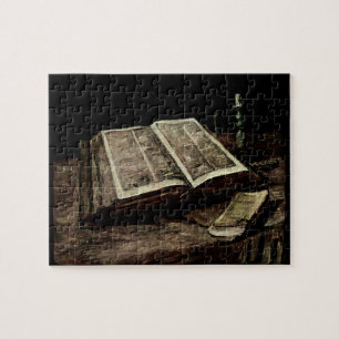 Quebra-cabeça Abra o livro com velas - Van Gogh da bíblia