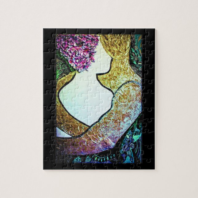 Quebra-cabeça Abraçar trabalho de arte de abraço de casal inter- (Vertical)