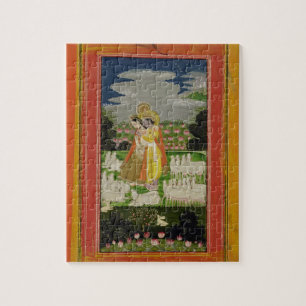 Quebra-cabeça Abraço de Radha e de Krishna em um landscap