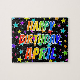 Quebra-cabeça "ABRIL" Primeiro Nome, Diversão "FELIZ ANIVERSÁR