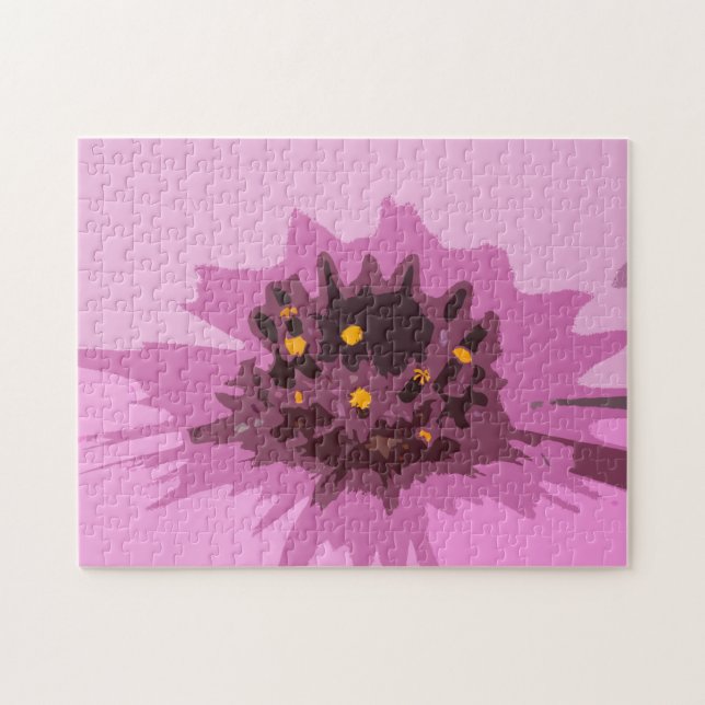 Quebra-cabeça Abstract Daisy Flower in Colorful Pretty Pink (Horizontal)