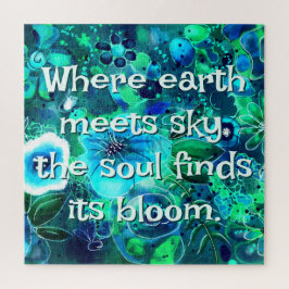 Quebra-cabeça Abstract Floral Teal Blue Green Personalized