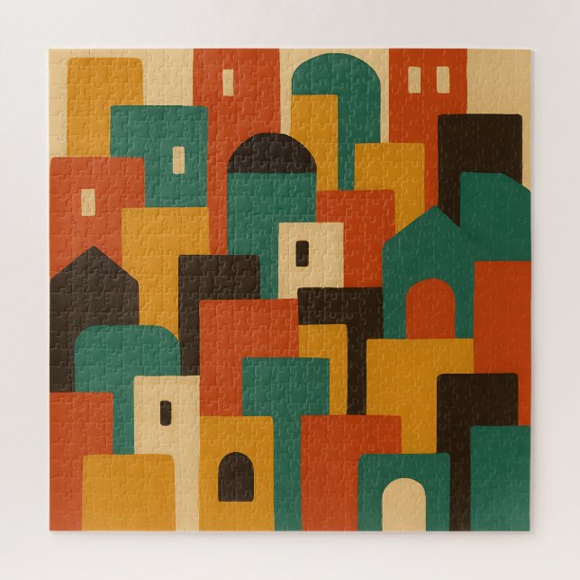 Quebra-cabeça Abstract Mediterranean Village Geometric (Vertical)