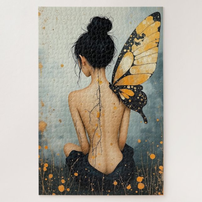 Quebra-cabeça Abstract Whimsical Woman and Butterfly (Vertical)