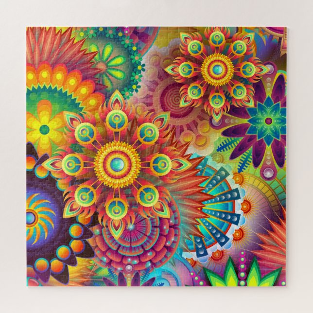 Quebra-cabeça abstrato 20x20 Mandalas Psicodélico (Horizontal)