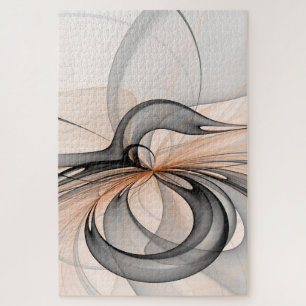 Quebra-cabeça Abstrato Anthracite Cinza Siena Moderna Arte Fract