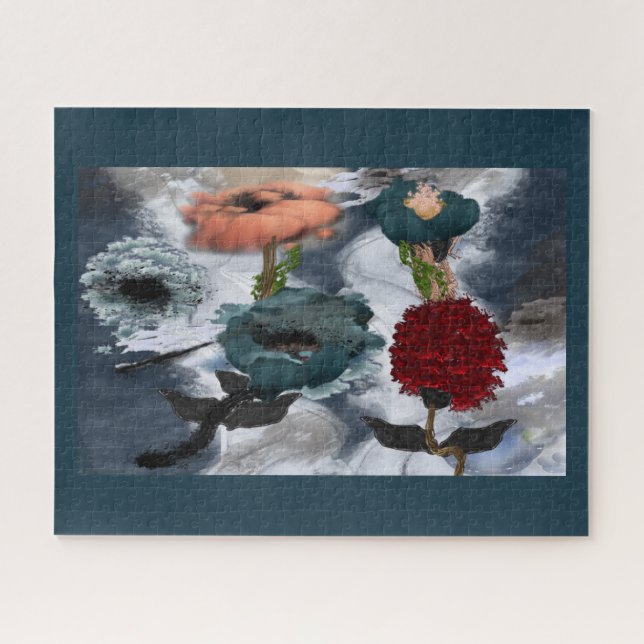 Quebra-cabeça Abstrato Art Watercolor Floral (Horizontal)