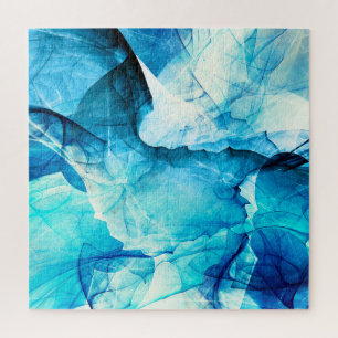 Quebra-cabeça Abstrato azul: composição fractal.