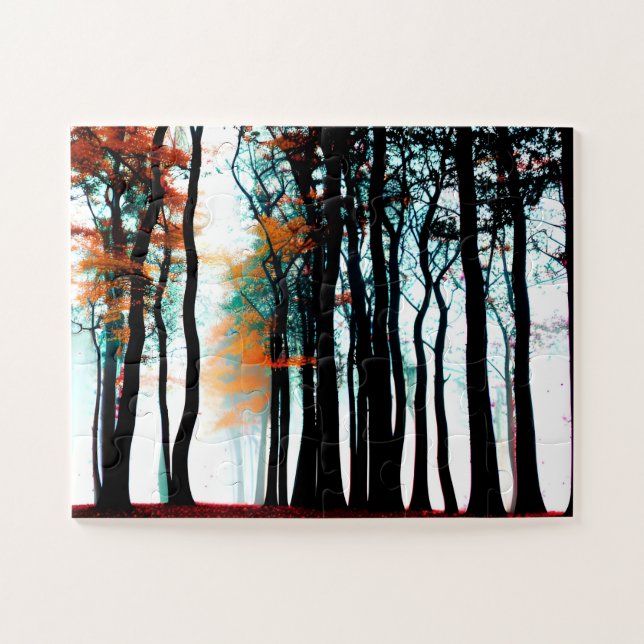 Quebra-cabeça Abstrato Black Silhouette Trees Para Crianças (Horizontal)