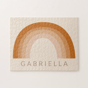 Quebra-cabeça Abstrato Boho 70s Rainbow Terracotta Personalizado
