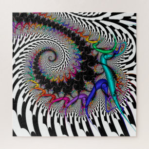 Quebra-cabeça Abstrato Branco Espiral Branco Fractal Arco-Íris