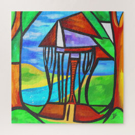 Quebra-cabeça Abstrato - Cabana na floresta