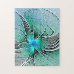 Quebra-cabeça Abstrato com Arte Fractal Azul, Moderna