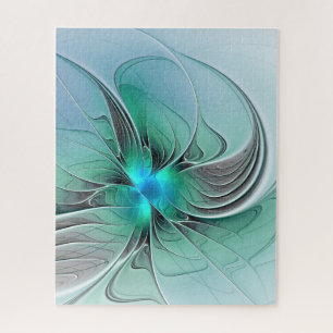 Quebra-cabeça Abstrato com Arte Fractal Azul, Moderna