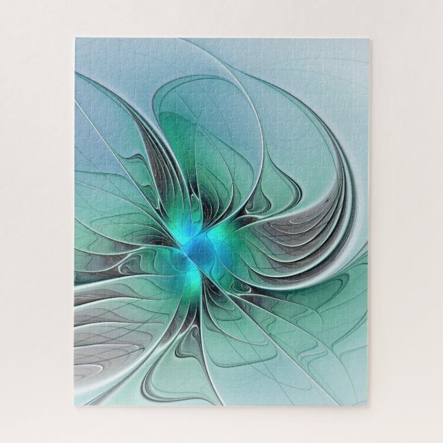 Quebra-cabeça Abstrato com Arte Fractal Azul, Moderna (Vertical)