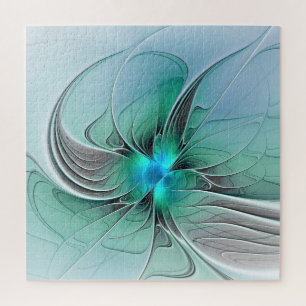 Quebra-cabeça Abstrato com Arte Fractal Azul, Moderna