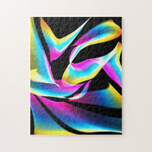 Quebra-cabeça Abstrato cor-de-rosa e amarelo preto