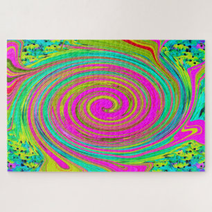Quebra-cabeça Abstrato cor-de-rosa e turquesa