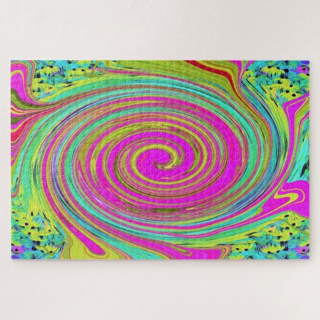 Quebra-cabeça Abstrato cor-de-rosa e turquesa (Horizontal)