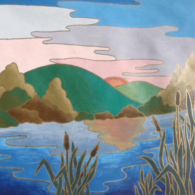 Quebra-cabeça Abstrato da paisagem de água azul contemporânea (Criador carregado)