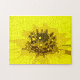 Quebra-cabeça Abstrato Daisy Flower em amarelo vívido colorido