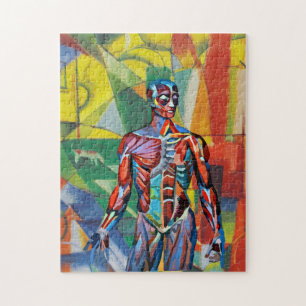 Quebra-cabeça abstrato de anatomia humana colorida masculina