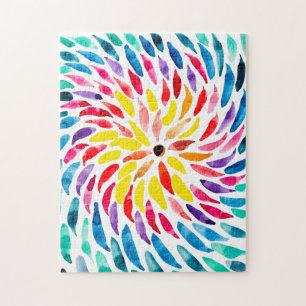 Quebra-cabeça Abstrato de aquarela espiral arco-íris
