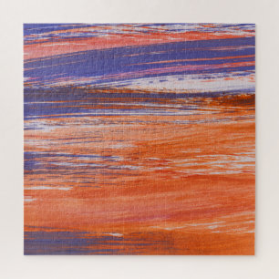 Quebra-cabeça Abstrato de Aquarela: Mistura Azul Laranja