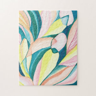 Quebra-cabeça Abstrato de Botânica, Watercolor Art, Quebra-cabe