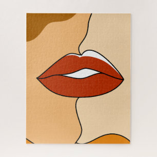 Quebra-cabeça Abstrato de Casal de beijos minimalista Vintage