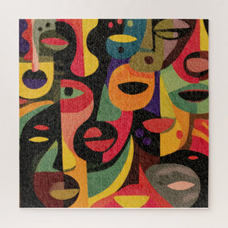 Quebra-cabeça Abstrato de Cubismo Colorido Enfrenta Quebra-cabeç