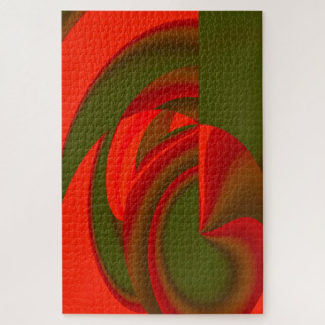 Quebra-cabeça Abstrato de Cubist Vermelho e Verde (Vertical)