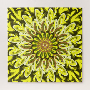Quebra-cabeça Abstrato de Flor Chrysanthemum Amarelo