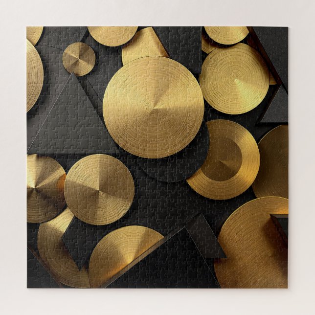 Quebra-cabeça Abstrato de luxo geométrico de ouro (Vertical)