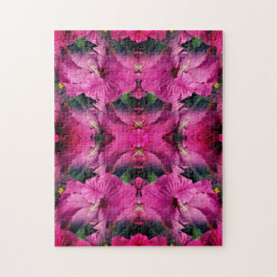 Quebra-cabeça Abstrato de Multiplicação da Flor de Hibisco Rosa