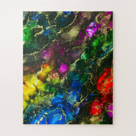 Quebra-cabeça Abstrato de pintura a álcool psicodélica
