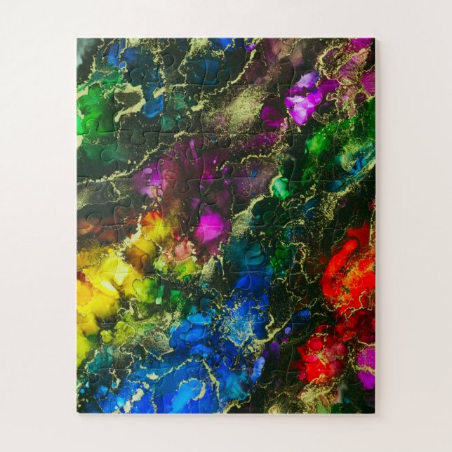 Quebra-cabeça Abstrato de pintura a álcool psicodélica (Vertical)